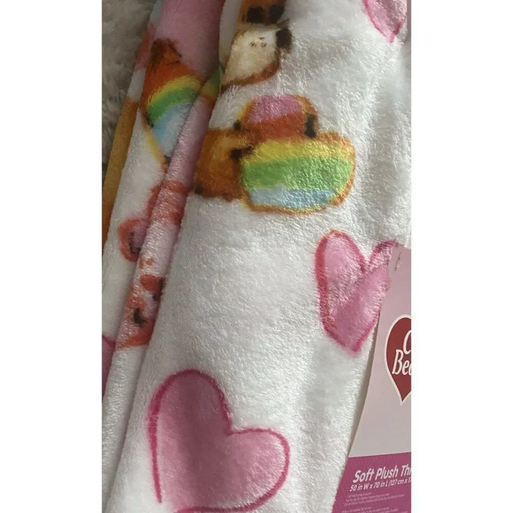 Care Bears Soft Plush Throw Blanket 50 X 70” Kisses Hearts Love‎ Valentines NEW